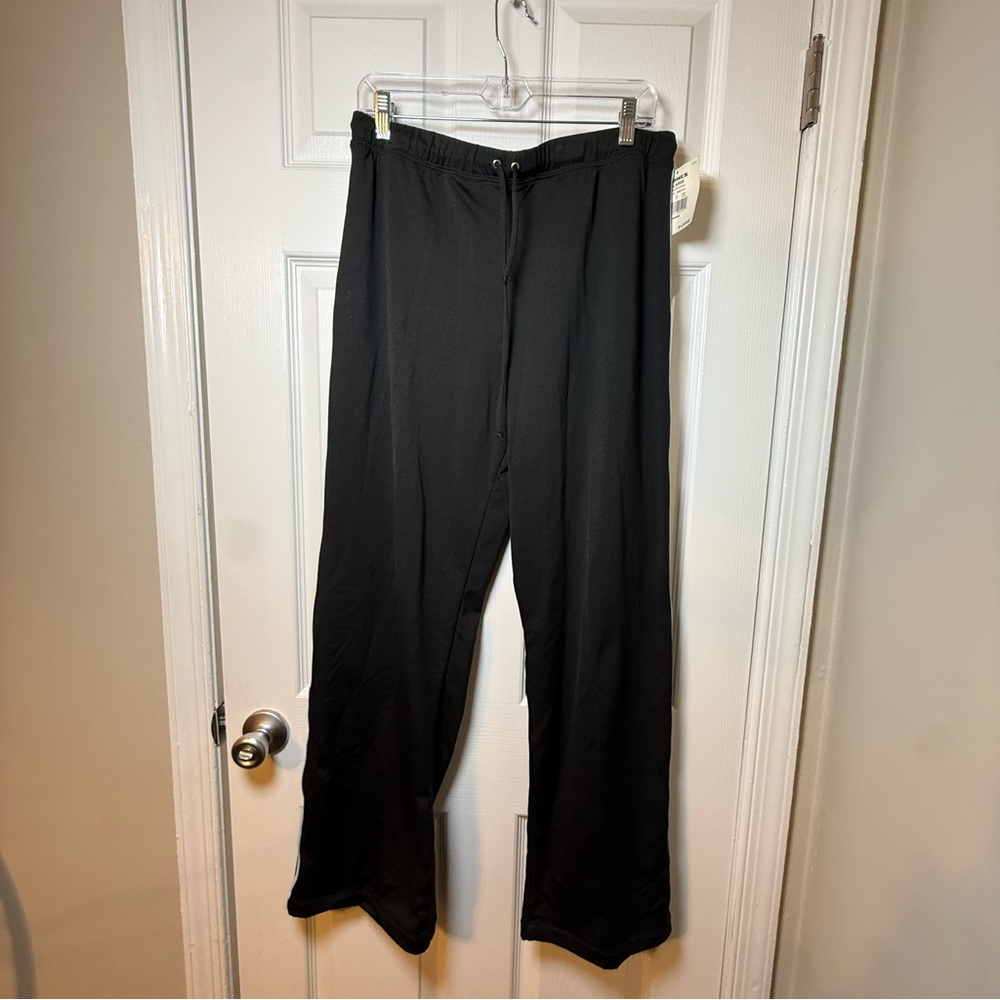 Tek Gear Activewear Pants Black Blue Stripe Drawstring XL NWT